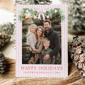 Whimsical Grandmillenial Pink Bow Family Photo シーズンカード