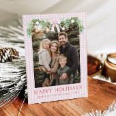 Whimsical Grandmillenial Pink Bow Family Photo シーズンカード