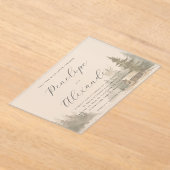 Whimsical Gray Watercolor Winter Cabin アクリル招待状 (レイダウン)