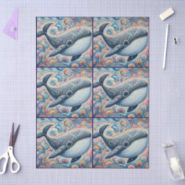 Whimsical Gray Whale Beach Coastal Decoupage  薄葉紙