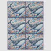 Whimsical Gray Whale Beach Coastal Decoupage  薄葉紙 (正面)