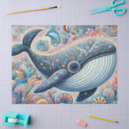Whimsical Gray Whale Beach Coastal Decoupage  薄葉紙