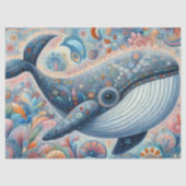 Whimsical Gray Whale Beach Coastal Decoupage  薄葉紙 (正面)