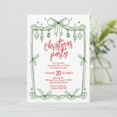 Whimsical Green and Red Hand Drawn Christmas Party 招待状 (スタンド正面)