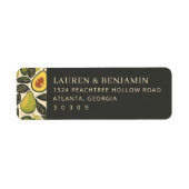 Whimsical Green Botanical Fruit Illustration ラベル (正面)