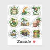 Whimsical Green Cartoon St Patrick Leprechaun Art シール (シート)