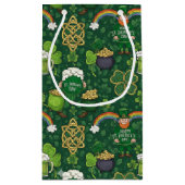 Whimsical Green Cartoon St. Patrick’s Day Pattern スモールペーパーバッグ (裏面)