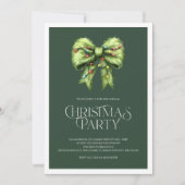 whimsical green Christmas invitation with festive シーズンカード (正面)