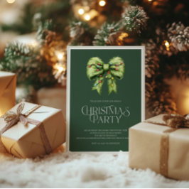  whimsical green Christmas invitation with festive シーズンカード