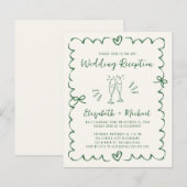 Whimsical Green Cream Wedding Reception Invitation (正面/裏面)