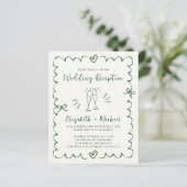 Whimsical Green Cream Wedding Reception Invitation (スタンド正面)