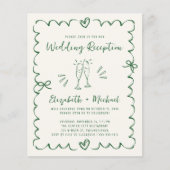 Whimsical Green Cream Wedding Reception Invitation (正面)