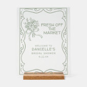 Whimsical Green Fresh Off The Market Bridal Shower アクリルサイン (正面)