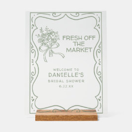 Whimsical Green Fresh Off The Market Bridal Shower アクリルサイン