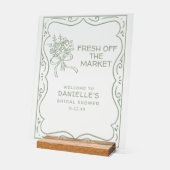 Whimsical Green Fresh Off The Market Bridal Shower アクリルサイン (傾斜)