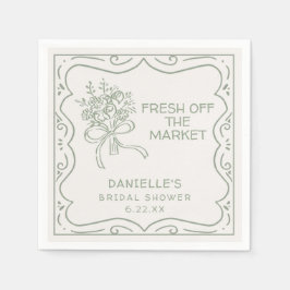 Whimsical Green Fresh Off The Market Bridal Shower スタンダードカクテルナプキン