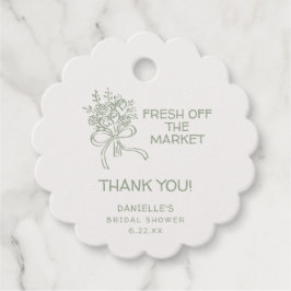 Whimsical Green Fresh Off The Market Bridal Shower フェイバータグ