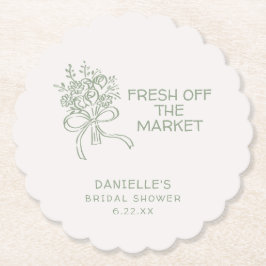 Whimsical Green Fresh Off The Market Bridal Shower ペーパーコースター
