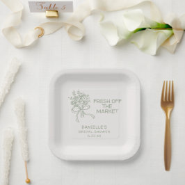 Whimsical Green Fresh Off The Market Bridal Shower ペーパープレート