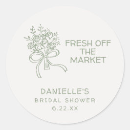 Whimsical Green Fresh Off The Market Bridal Shower ラウンドシール