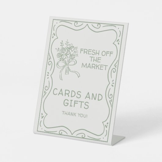 Whimsical Green Fresh Off The Market Bridal Shower 台座サイン (正面)