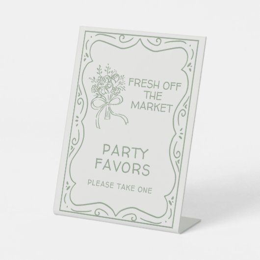 Whimsical Green Fresh Off The Market Bridal Shower 台座サイン (正面)