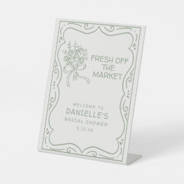 Whimsical Green Fresh Off The Market Bridal Shower 台座サイン