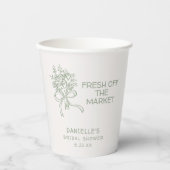 Whimsical Green Fresh Off The Market Bridal Shower 紙コップ (正面)