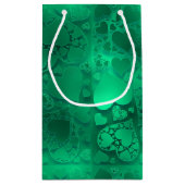 Whimsical Green Graphic Heart Pattern Design スモールペーパーバッグ (裏面)