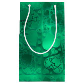 Whimsical Green Graphic Heart Pattern Design スモールペーパーバッグ (正面)