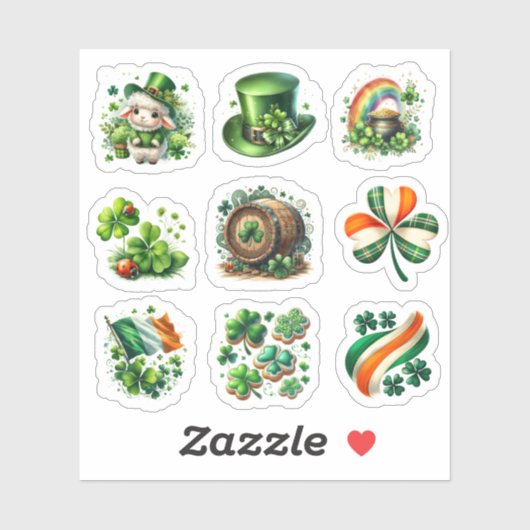 Whimsical Green Irish Folk St. Patrick’s Day Set シール (シート)