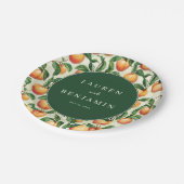 Whimsical Green Peach Illustration ペーパープレート (アングル)