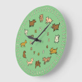 Whimsical Green Wall Clock for Dog Lovers ラージ壁時計 (傾斜)
