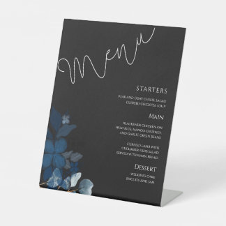 Whimsical Greenery  Black Wedding Menu  台座サイン