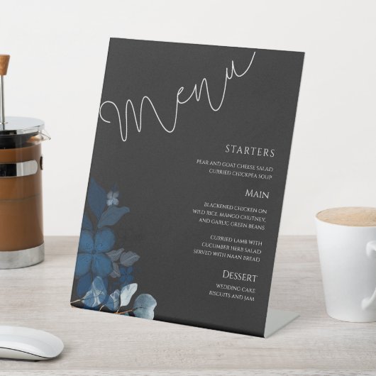 Whimsical Greenery  Black Wedding Menu  台座サイン (インサイチュ)