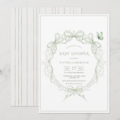 Whimsical Greenery Vintage Baby Shower 招待状 (正面/裏面)