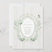 Whimsical Greenery Vintage Baby Shower 招待状 (正面)