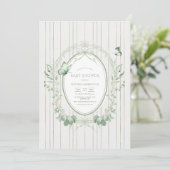 Whimsical Greenery Vintage Baby Shower 招待状 (スタンド正面)