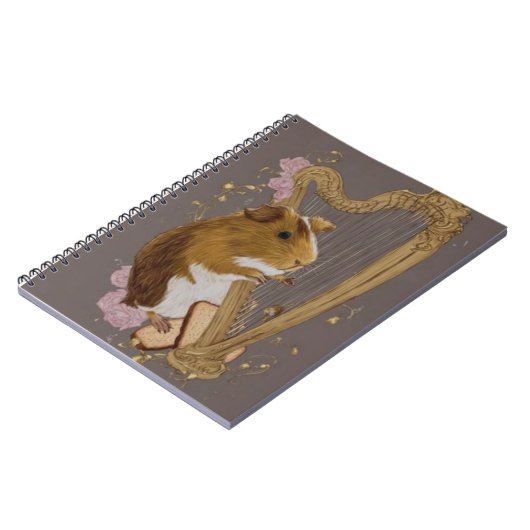 Whimsical Guinea Pig Harp Notebook ノートブック (左側)