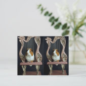 Whimsical Guinea Pig Harp Postcard – Elegant Story ポストカード (スタンド正面)
