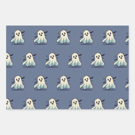 Whimsical Halloween And Fall, Ghost, Scarecrow,  ラッピングペーパーシート (正面3)