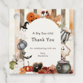 Whimsical Halloween Ghost Pumpkin Baby Shower Than フェイバータグ (正面)