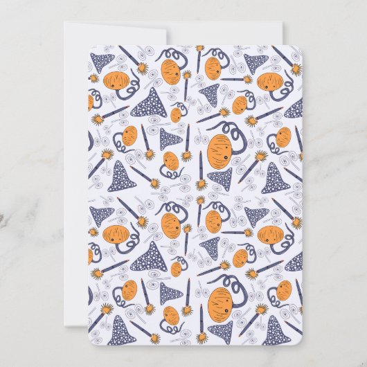 Whimsical Halloween Greeting Card – Magical Doodle 招待状 (正面)