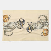 Whimsical Halloween Kitten Kitchen Towel, Fall Cat キッチンタオル (横)