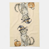 Whimsical Halloween Kitten Kitchen Towel, Fall Cat キッチンタオル (縦)