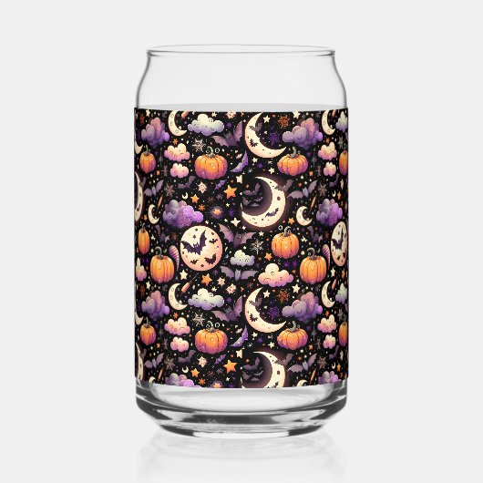 Whimsical Halloween Night Sky Pattern ガラス缶 (左)
