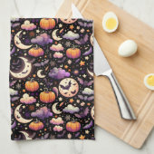 Whimsical Halloween Night Sky Pattern キッチンタオル (四つ折り)