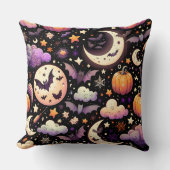 Whimsical Halloween Night Sky Pattern クッション (正面)