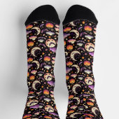 Whimsical Halloween Night Sky Pattern ソックス (上部)