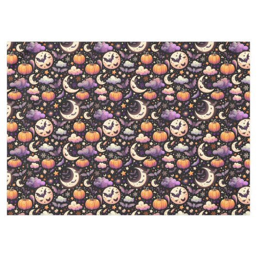 Whimsical Halloween Night Sky Pattern テーブルクロス (正面(横))